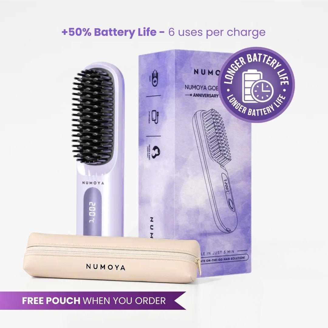 [NEW] Numoya Portable Straightener Brush - GoBrush PRO + Free Leather Pouch - NUMOYA