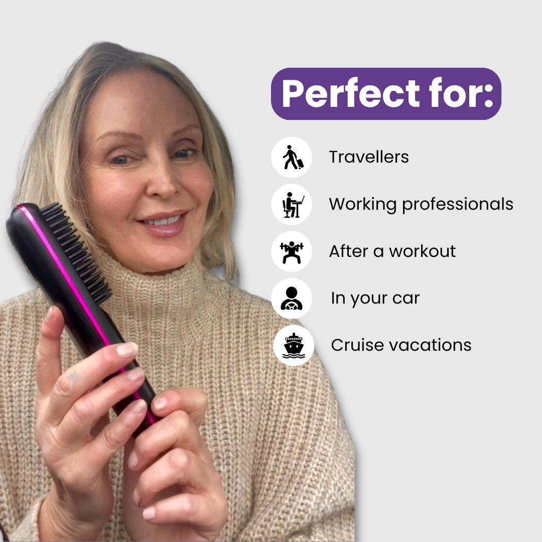 [NEW] Numoya Portable Straightener Brush - GoBrush PRO + Free Leather Pouch - NUMOYA